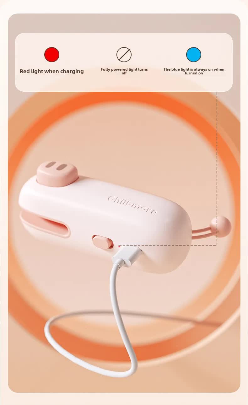 2 Pcs Pink Pig Mini Handheld Heat Sealing Machine for Food Bags – Compact, Portable, USB Rechargeable