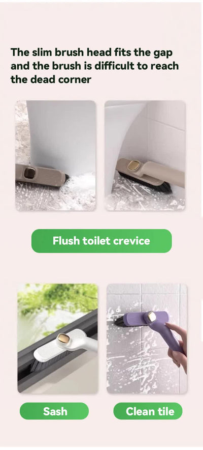 3 Pcs Brown Multi-Function Rotating Gap Cleaning Brush, 2-in-1 Hard Bristle Brush for Bathroom Tiles and Grout Lines