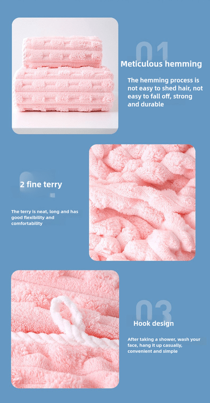 Pink Thickened Coral Fleece Towel Set, Large Bath Towel & Face Towel Combo, Soft & Absorbent Towels for Home Use