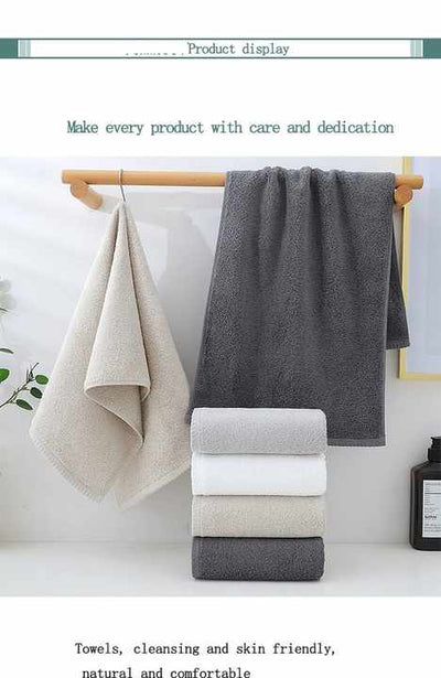 Grey Premium Cotton Towel Set - 6 Pieces, Soft & Absorbent Bath Towels for Adults