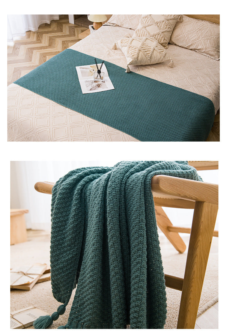 Brown 110cm x 150cm Soft Tassel Throw Blanket for Sofa or Bed, Cozy  Casual Blanket for Office Nap, Minimalist Bed End Cover