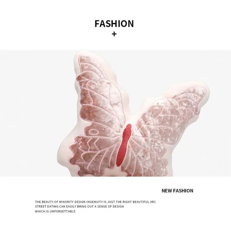 Pink 30cm Butterfly Shaped Throw Pillow - Soft Decorative Cushion with Embroidered Butterfly Design