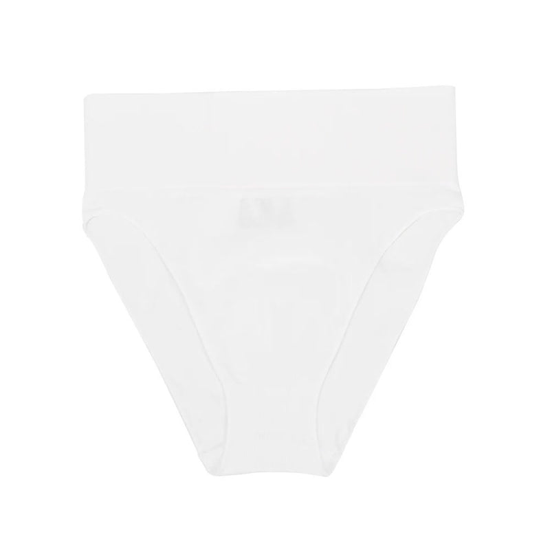 3 Pcs Size L White Microfiber High-Waisted Thong Underwear with Tummy Control - Slimming Comfort
