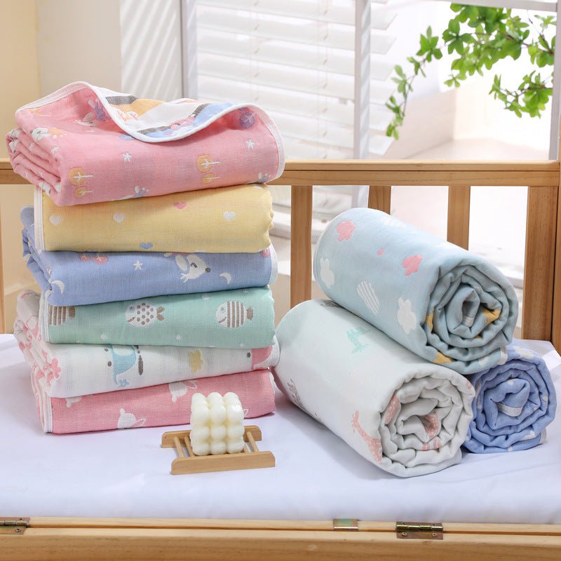 Pink Animal, 6-Layer Muslin Baby Blanket - Soft Cotton Bedding for Infants and Toddlers, 110x110 cm,