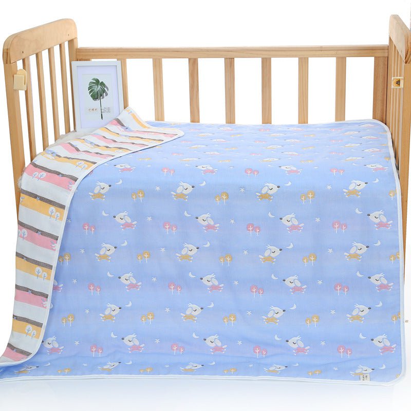 Blue Dog, 6-Layer Muslin Baby Blanket - Soft Cotton Bedding for Infants and Toddlers, 110x110cm