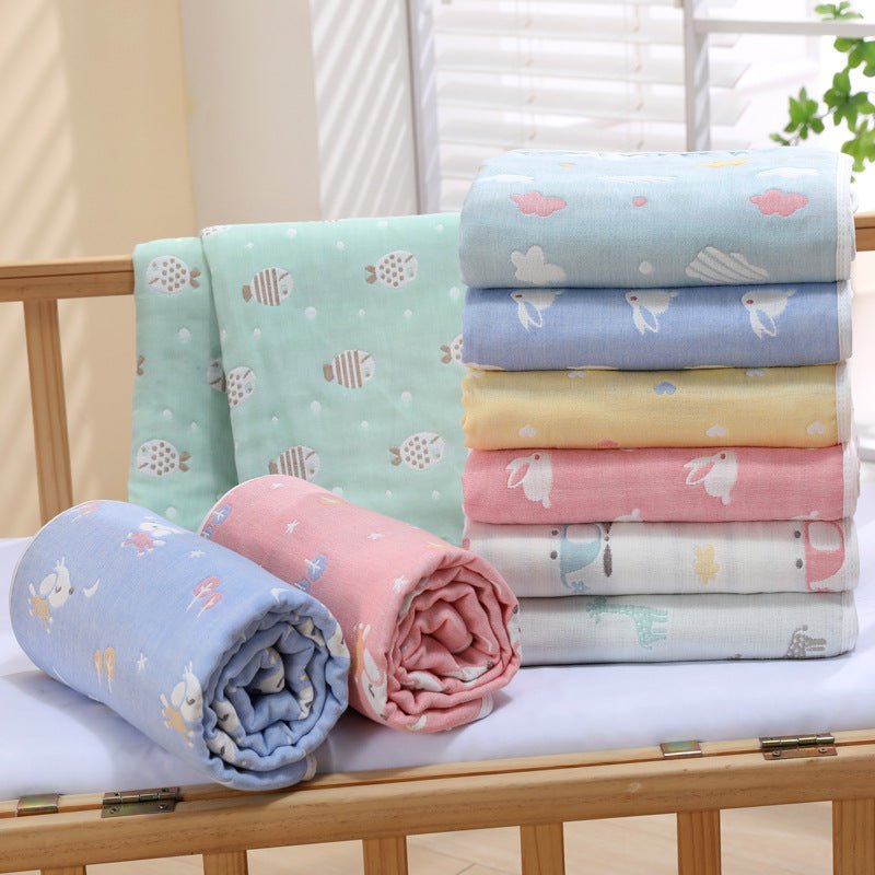 Pink Fish, 6-Layer Muslin Baby Blanket - Soft Cotton Bedding for Infants and Toddlers, 110x110cm