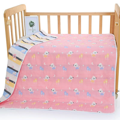 Pink Dog, 6-Layer Muslin Baby Blanket - Soft Cotton Bedding for Infants and Toddlers, 110x110cm