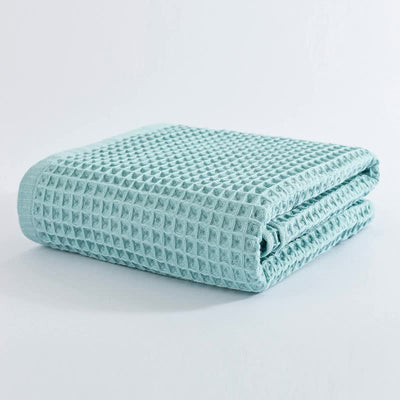 Green Pure Cotton Waffle Weave Bath Towel - Soft, Absorbent & Extra Large 70x140 cm for Home Use