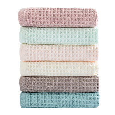 Green Pure Cotton Waffle Weave Bath Towel - Soft, Absorbent & Extra Large 70x140 cm for Home Use