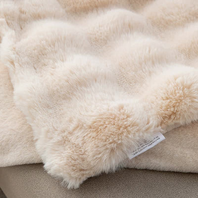 Grey 70*100cm Plush Toscana Rabbit Hair Throw Blanket - Soft Flannel Fleece for All Seasons, Perfect for Couch & Bed