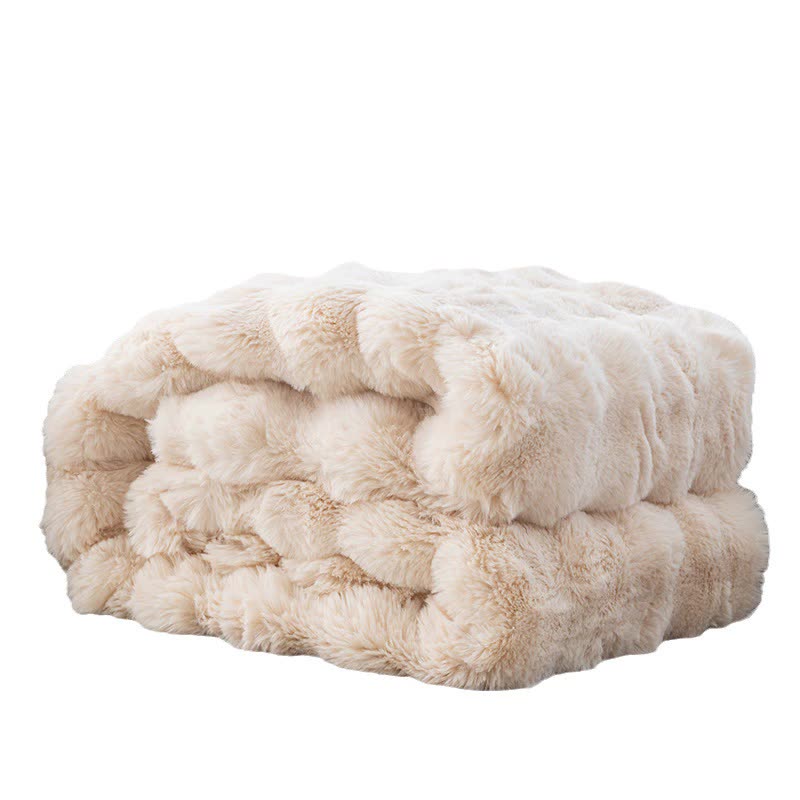 Grey 70*100cm Plush Toscana Rabbit Hair Throw Blanket - Soft Flannel Fleece for All Seasons, Perfect for Couch & Bed