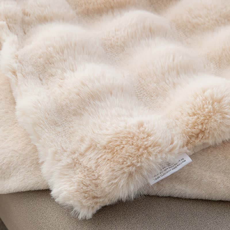 Light Blue 100*160cm Plush Toscana Rabbit Hair Throw Blanket - Soft Flannel Fleece for All Seasons, Perfect for Couch & Bed