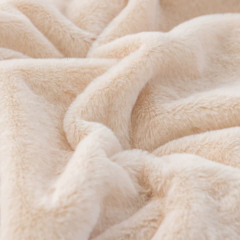 Light Blue 100*160cm Plush Toscana Rabbit Hair Throw Blanket - Soft Flannel Fleece for All Seasons, Perfect for Couch & Bed