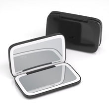 Black MR2326C Portable LED Illuminated Makeup Mirror - Foldable Lighted Vanity Mirror with 800mAh Battery