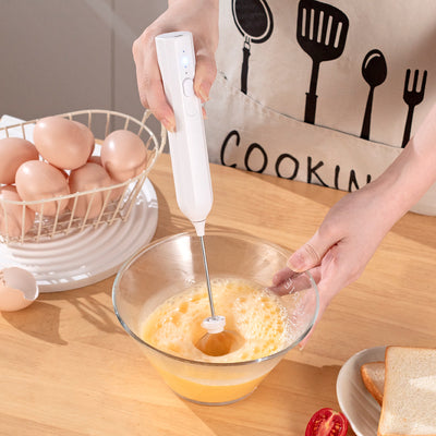 Khaki Electric Milk Frother Handheld - USB Rechargeable Milk Foamer with 2 Whisks - Perfect for Coffee, Lattes, Cappuccinos & More