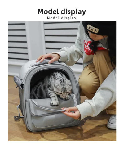Gray Pet Carrier Backpack - Space Capsule Design for Cats & Small Dogs