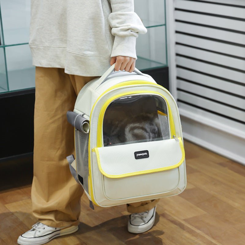 Yellow Pet Carrier Backpack - Space Capsule Design for Cats & Small Dogs