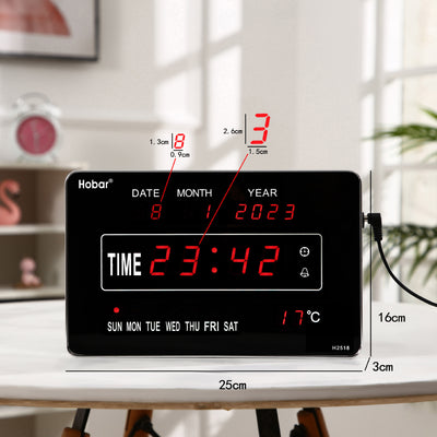 Elegant 10-Inch LED Digital Wall Clock with Perpetual Calendar & Temperature Display