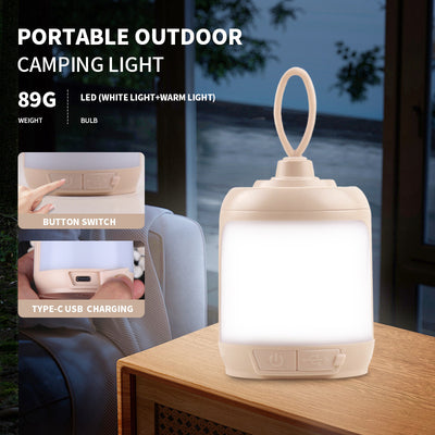 2PCS Compact Outdoor Camping Light with 4 Modes & Type-C Charging - 500LM, IPX4 Waterproo