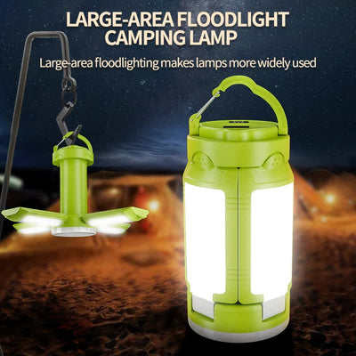 White Foldable LED Camping Lantern with 6 Modes & Type-C Output - 48LED, IPX4 Waterproof, 3 Styles