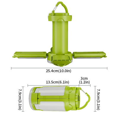White Foldable LED Camping Lantern with 6 Modes & Type-C Output - 48LED, IPX4 Waterproof, 3 Styles