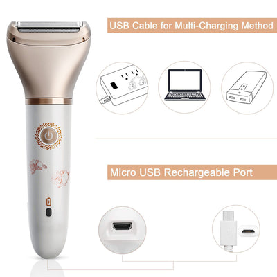 2-in-1 Women's Hair Removal Device - Electric Shaver & Facial Epilator, USB Rechargeable, Waterproof