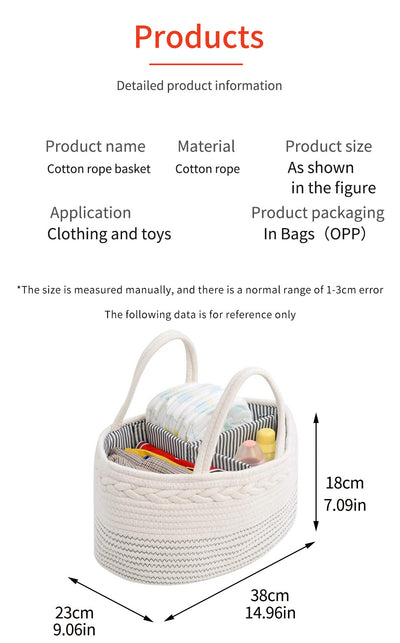 Coffee Stylish Cotton Rope Basket for Clothing & Toys - Woven Storage Organizer, 38x23x18cm