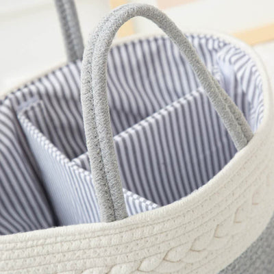 White and Black Stylish Cotton Rope Basket for Clothing & Toys - Woven Storage Organizer, 38x23x18cm