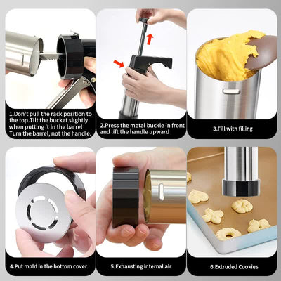 Complete Cookie Press Maker Kit Set - 13 Cookie Tools & 8 Icing Tips for Perfect Baking