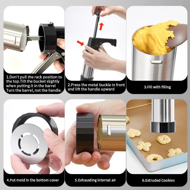 Complete Cookie Press Maker Kit Set - 13 Cookie Tools & 8 Icing Tips for Perfect Baking