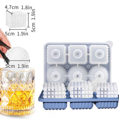 2 PCS Sphere & Square Ice Cube Tray (Green) - Novelty Silicone Ice Maker for Whiskey Cocktails
