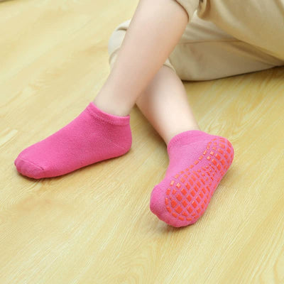 Purple 6-Pairs Adult Non-Slip Trampoline Socks - Colorful Anti-Skid Floor Socks with PVC Grip Dots, 35-42EU
