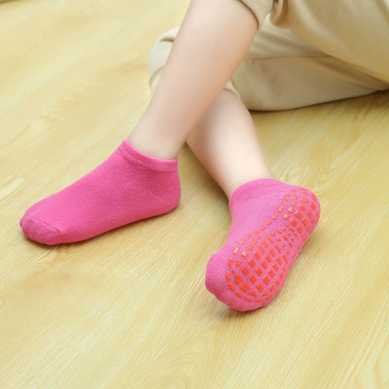 Purple 6-Pairs Adult Non-Slip Trampoline Socks - Colorful Anti-Skid Floor Socks with PVC Grip Dots, 35-42EU