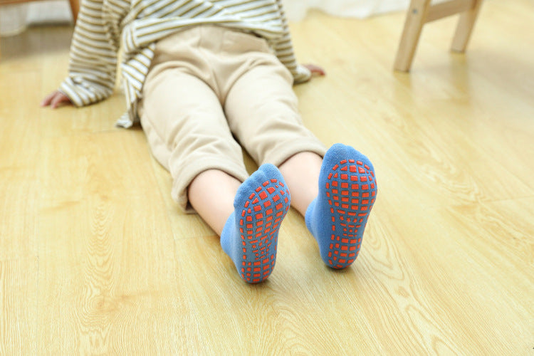 Purple 6-Pairs Adult Non-Slip Trampoline Socks - Colorful Anti-Skid Floor Socks with PVC Grip Dots, 35-42EU