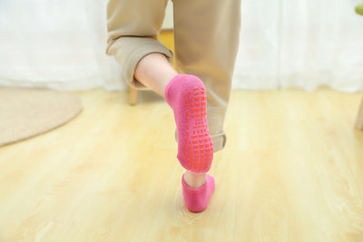 Purple 6-Pairs Adult Non-Slip Trampoline Socks - Colorful Anti-Skid Floor Socks with PVC Grip Dots, 35-42EU