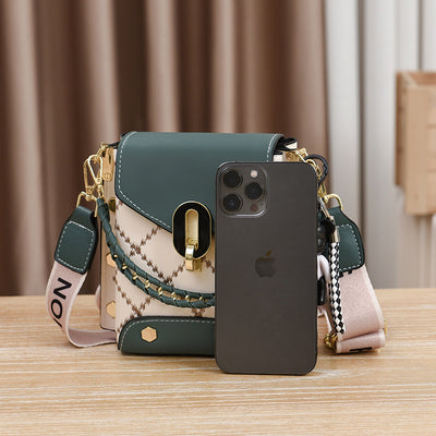 Coffee Stylish Korean Minimalist Crossbody Bag - Elegant Small Square Shoulder Bag with Phone Pocket