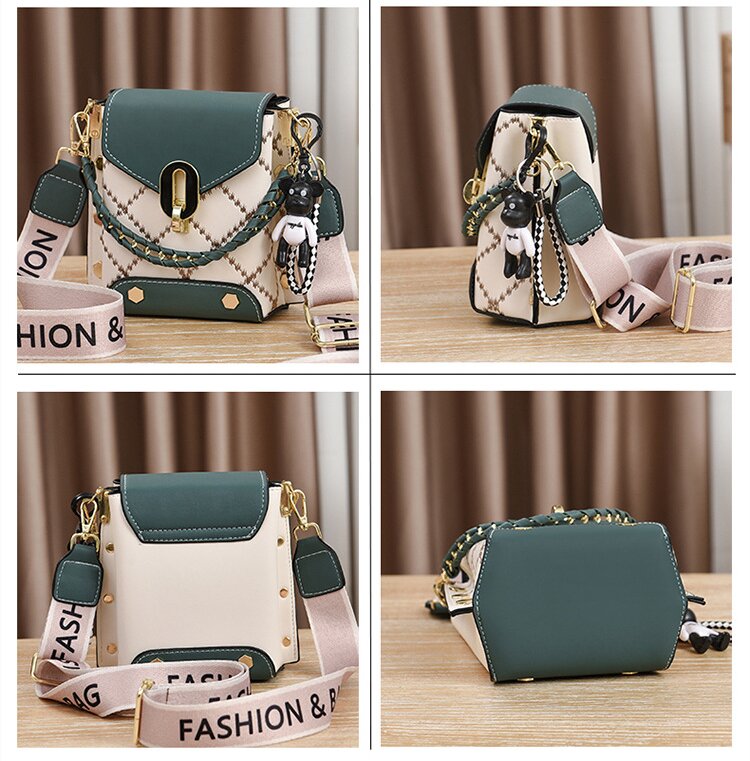 Coffee Stylish Korean Minimalist Crossbody Bag - Elegant Small Square Shoulder Bag with Phone Pocket