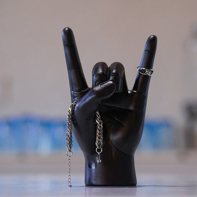 Gold Right Hand Resin Rock and Roll Hand Figurine - Stylish Desk and Living Room Decor