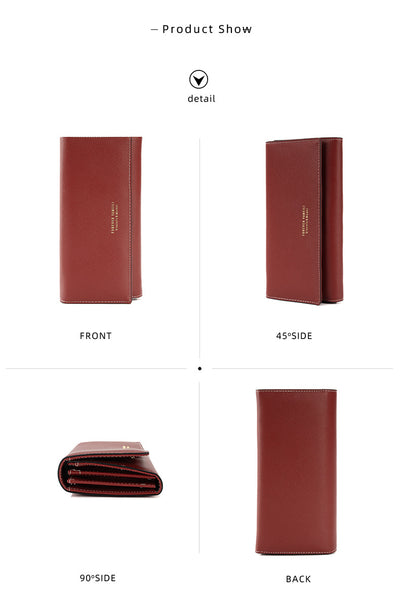 Apricot PU Slim Wallet with Polyester Interior - Stylish Clutch for Cards and Cash