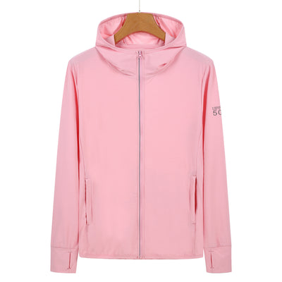 L Pink Long Sleeve UV Protection Summer Breathable Knitted Ice Silk Outdoor Sun Protection Clothing - Unisex Thin Sunscreen Shirt