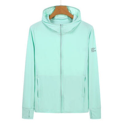 M Green Long Sleeve UV Protection Summer Breathable Knitted Ice Silk Outdoor Sun Protection Clothing - Unisex Thin Sunscreen Shirt
