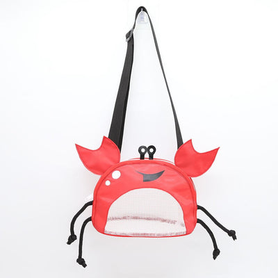 3 PCS Red Cute Crab Mesh Beach Bag for Kids - Shell Collecting Sand Toy Bag for Toddlers