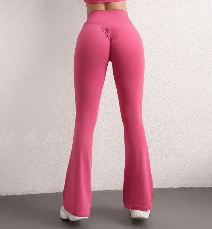M Pink High Waist Flare Yoga Pants - Women&