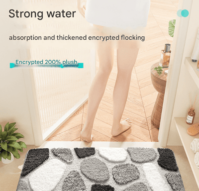 Green Happy Bath Mat - Super Absorbent, Non-Slip Bathroom Floor Mat - 40x60cm