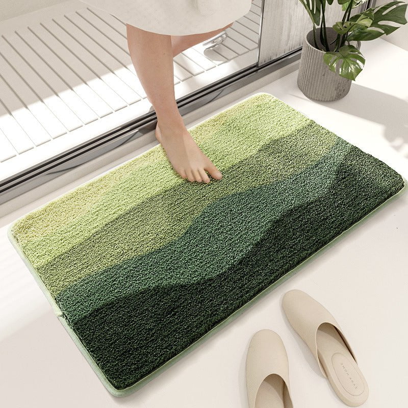 Green Bath Mat - Super Absorbent, Non-Slip Bathroom Floor Mat - 50x80cm