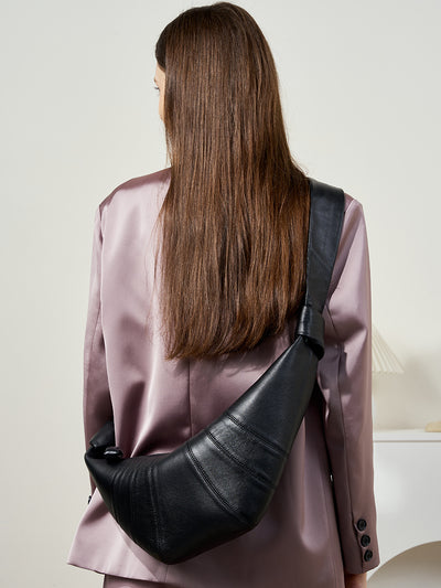 Middle Coffee Stylish Croissant Crossbody Bag - Elegant Horn-Shaped Design with Lazy Chic Vibes