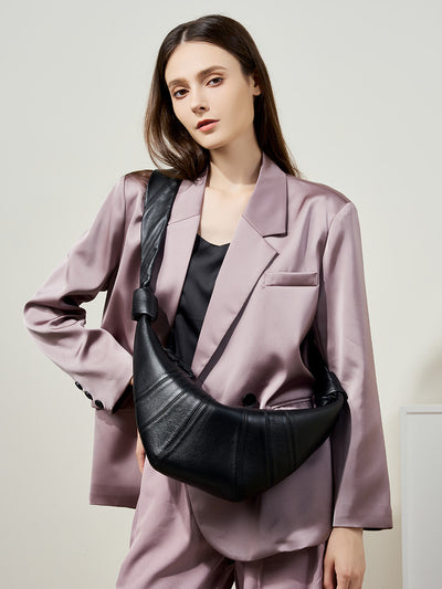 Middle Coffee Stylish Croissant Crossbody Bag - Elegant Horn-Shaped Design with Lazy Chic Vibes