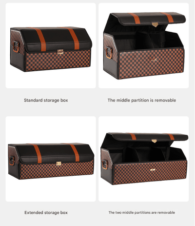 Extra Large Beige Foldable Car Trunk Storage Box - Large Capacity Insertable Rear Organizer