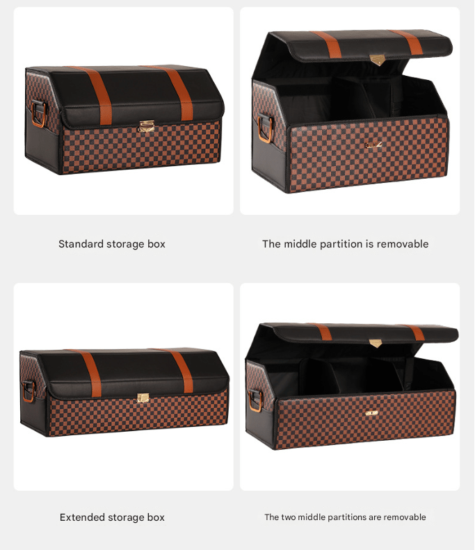 Extra Large Beige Foldable Car Trunk Storage Box - Large Capacity Insertable Rear Organizer