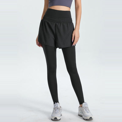 L Black Women's High-Waist Athletic Skort with Built-In Shorts - Breathable Quick-Dry Running Skirt with Phone Pocket